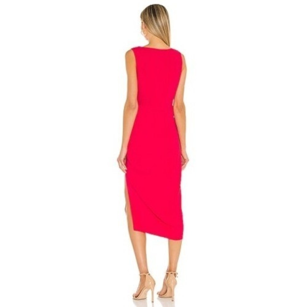 Amanda Uprichard Pomona Dress in Begonia Pink Ruched Side Slit Size Small - Picture 3 of 7